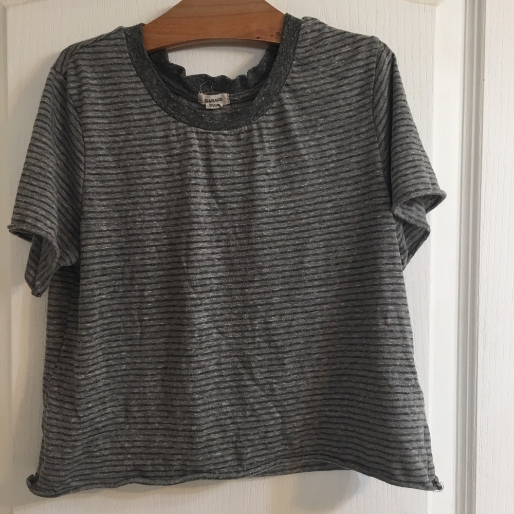 A size XS grey striped crop top from Garage